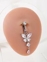 1 Piece Belly Rings Sexy Butterfly Copper Inlay Zircon White Gold Plated main image 1