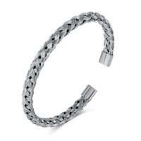 French Style Twist Stainless Steel No Inlay Cuff Bracelets In Bulk sku image 1