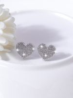 1 Pair Sweet Heart Shape Inlay Copper Zircon Ear Studs main image 3