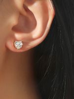 1 Pair Sweet Heart Shape Inlay Copper Zircon Gold Plated Ear Studs sku image 1