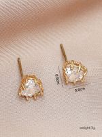 1 Pair Sweet Heart Shape Inlay Copper Zircon Gold Plated Ear Studs main image 2