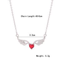 Wholesale Queen Heart Shape Wings 304 Stainless Steel Copper Plating Inlay White-Plated K Zircon Pendant Necklace sku image 1