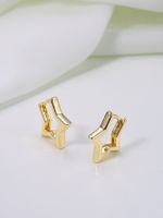 1 Pair Sweet Star Copper Gold Plated Earrings sku image 1