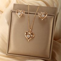 Lady Xuping Commute Cross Circle Heart Shape Alloy Plating Inlay Artificial Gemstones 18k Gold Plated Women's Earrings Necklace main image 7