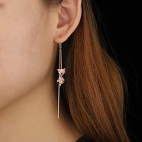 1 Pair Simple Style Animal Inlay Copper Zircon Ear Line main image 4