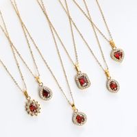 Classic Style Water Droplets Stainless Steel Plating Inlay Zircon Gold Plated Pendant Necklace main image 1