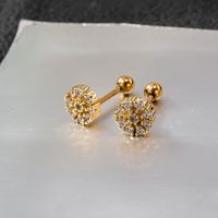 1 Par Brillante Estrella Color Sólido Flor Enchapado Embutido Acero Inoxidable Cobre Circón Chapados en oro de 18k Pendientes sku image 10