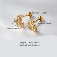 1 Pair Lady Shiny Flower Polishing Plating Inlay Stainless Steel Copper Zircon 18K Gold Plated White Gold Plated Ear Studs main image 2