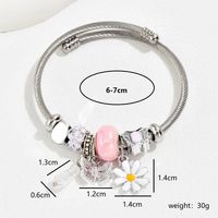 Cute Fashion Sweet Devil'S Eye Feather Flower 201 Stainless Steel 18K Gold Plated Zircon Bangle In Bulk sku image 2