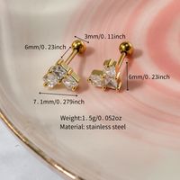 1 Pair Lady Shiny Flower Polishing Plating Inlay Stainless Steel Copper Zircon 18K Gold Plated White Gold Plated Ear Studs main image 4