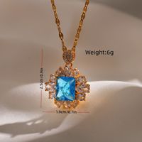 Elegant Floral Rhinestone Copper Artificial Diamond Pendant Necklace In Bulk main image 2
