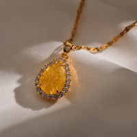 Elegant Water Droplets Copper Zircon Pendant Necklace In Bulk sku image 1