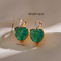 1 Pair Simple Style Heart Shape Plating Inlay Copper Zircon Ear Studs main image 2