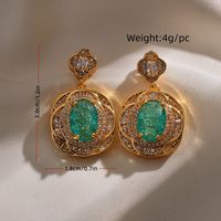 1 Pair Simple Style Oval Plating Inlay Copper Artificial Diamond Drop Earrings main image 2