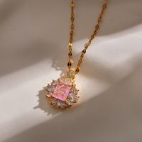 Elegant Floral Rhinestone Copper Artificial Diamond Pendant Necklace In Bulk sku image 3