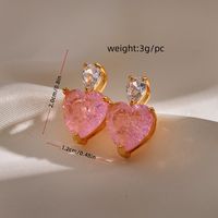 1 Pair Simple Style Heart Shape Plating Inlay Copper Zircon Ear Studs sku image 2