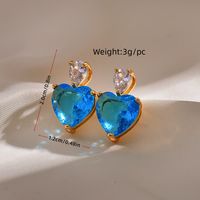 1 Pair Simple Style Heart Shape Plating Inlay Copper Zircon Ear Studs sku image 3