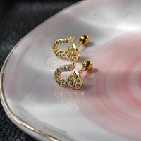 1 Pair Lady Shiny Flower Polishing Plating Inlay Stainless Steel Copper Zircon 18K Gold Plated White Gold Plated Ear Studs sku image 3