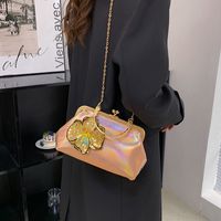 Unisex Pu Leather Flower Elegant Vintage Style Sewing Thread Shell Clasp Frame Dome Bag main image 1