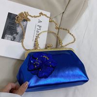 Unisex Pu Leather Flower Elegant Vintage Style Sewing Thread Shell Clasp Frame Dome Bag sku image 4