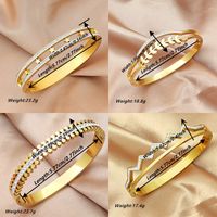 Simple Style Classic Style Leaf Star Stainless Steel Plating Inlay Zircon 18k Gold Plated Bangle main image 9