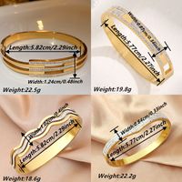 Glam Luxurious Classic Style Geometric Stainless Steel Titanium Steel Plating Inlay Zircon 18k Gold Plated Bangle main image 11
