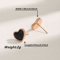 1 Pair Streetwear Heart Shape Inlay Stainless Steel Zircon Rose Gold Plated Ear Studs main image 5