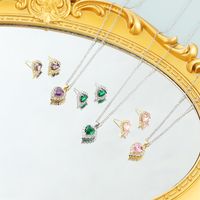 Elegant Heart Shape Copper Earrings Necklace In Bulk main image 3