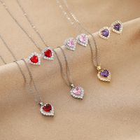 Elegant Heart Shape Copper Earrings Necklace In Bulk main image 5