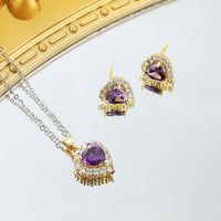 Elegant Heart Shape Copper Earrings Necklace In Bulk sku image 1