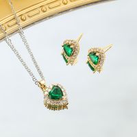 Elegant Heart Shape Copper Earrings Necklace In Bulk sku image 8