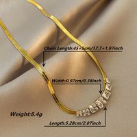 Retro Klassischer Stil Pendeln Quadrat Rostfreier Stahl Überzug Inlay Zirkon 18 Karat Vergoldet Halskette main image 6