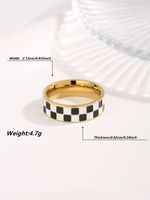 Simple Style Classic Style Circle Roman Numeral Checkered Titanium Steel Copper Plating Inlay Zircon Gold Plated Rings main image 8