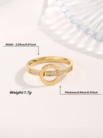 Simple Style Classic Style Circle Roman Numeral Checkered Titanium Steel Copper Plating Inlay Zircon Gold Plated Rings main image 9