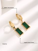 1 Pair Vintage Style Simple Style Rectangle Plating Inlay Titanium Steel Artificial Gemstones Gold Plated Drop Earrings main image 4