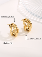 1 Pair Streetwear Irregular Square Water Droplets Plating Titanium Steel Gold Plated Ear Studs main image 11