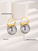 1 Pair Glam Sweet Love Round Plating Imitation Pearl Titanium Steel Copper Gold Plated Earrings main image 6