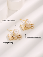1 Pair Glam Sweet Love Round Plating Imitation Pearl Titanium Steel Copper Gold Plated Earrings main image 7