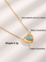 Elegant Glam Simple Style Heart Shape Titanium Steel Epoxy Plating Inlay Resin Zircon Gold Plated Pendant Necklace main image 7