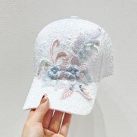 Women's Cute Simple Style Bear Embroidery Curved Eaves Baseball Cap sku image 1