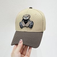 Women's Cute Simple Style Bear Embroidery Curved Eaves Baseball Cap sku image 7
