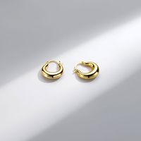 Wholesale Jewelry Ig Style French Style Simple Style Solid Color Copper Alloy Gold Plated Polishing Plating Hoop Earrings main image 3