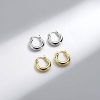 Wholesale Jewelry Ig Style French Style Simple Style Solid Color Copper Alloy Gold Plated Polishing Plating Hoop Earrings main image 1