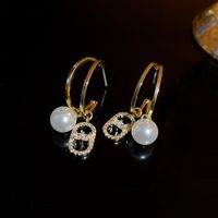 1 Pair Elegant Lady Geometric Imitation Pearl Alloy Drop Earrings main image 1