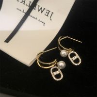 1 Pair Elegant Lady Geometric Imitation Pearl Alloy Drop Earrings main image 3