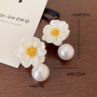 1 Pair Fairy Style Vacation Flower Artificial Pearl Alloy Drop Earrings main image 6