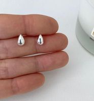 1 Pair Simple Style Water Droplets Sterling Silver Plating Ear Studs sku image 2
