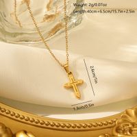 Elegant Vintage Style Cross Solid Color Stainless Steel Plating 18k Gold Plated Pendant Necklace main image 2