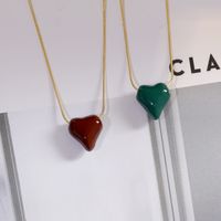 Copper Casual Simple Style Heart Shape Enamel Pendant Necklace main image 1