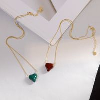 Copper Casual Simple Style Heart Shape Enamel Pendant Necklace main image 3